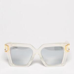 New! Valentino White and Gold Sunglasses, V UNO VLS 107C, Authentic